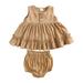 Zpanxa Infant Girls Tops Skirt Outfit Sets Toddler Girls Dress Cotton Linen Vest Skirt Leaf Petticoat Princess Skirt Bag Fart Pants Two-piece Little Girls Top Infant Skirt Set Brown (3-6 Months)