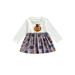 Jkerther Kids Girl Halloween Dress Pumpkin Print O-Neck Long Sleeve One-Piece Casual A-line Short Dress