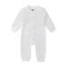 ZAXARRA Baby Romper Round Neck Long Sleeve Waffle Texture Solid Color Button Down Elastic Cuff Jumpsuit
