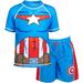 Marvel Avengers Captain America Toddler Boys Rash Guard and Swim Trunks Outfit Set Toddler to Big Kid