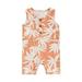 StylesILove Infant Baby Boys Girls Leaf Print Sleeveless Cotton Romper Unisex Toddler Tropical Jumpsuit Casual Summer Outfit (Newborn Peach)