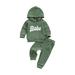 Canrulo Newborn Baby Girls Boys Outfits Babe Hoodie Sweatshirt Pullover Tops + Long Pants 2Pcs Tracksuit Clothes Green 12-18 Months