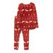 Toddler Girls 2 Piece Red Nordic Print Deer Long Sleeve Holiday Pajamas 18m