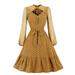 Midi Dresses Women Party Gown 1950s Vintage Rockabilly Swing Dress Lapel Long Sleeve Casual Skirts Blazer Dress