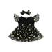 Canrulo Princess Baby Girls Tutu Dress Ruffle Fly Sleeve Sunflower Print Lace Tulle Dress+Headband Summer Set Black 3-6 Months