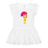 Inktastic Girl With Orange Hair Yellow Raincoat Umbrella Girls Toddler Dress