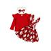 Toddler Baby Girls Christmas Skirt Sets Ruffle Long Sleeve Shirts Top+Buffalo Plaid Snowflakes Strap Overall Dress+Headband