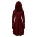 Women Hooded Sweatshirt Dress Bandage Long Sleeve Medieval Vintage Lace Up High Low Cloak Robe