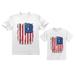 Father & Child Matching Set - Vintage USA Flag 4th of July Patriotic Shirts - Celebrate Independence Day in Style - Dad White Small / Toddler White 4T