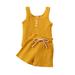 Dewadbow Toddler Summer Tracksuit O-Neck Vest Elastic Waist Shorts