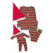 Leveret Girl and Doll Cotton Pajamas Santa Red & Green Stripes with Hat 2 Year