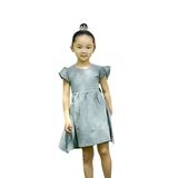 Canrulo Princess Summer Baby Girls Dress Ruffles Sleeve Solid Backless Bowknot Knee Length A-Line Dress Lake Blue 5T