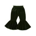 TheFound Todderl Baby Girls Velvet Bell-Bottoms Pants Long Flared Trousers Casual Elastic Waist Pants Clothes