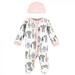 Hudson Baby Infant Girl Preemie Snap Sleep and Play and Cap 2pc Set Pink Safari Preemie