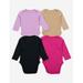 Leveret Baby Four Pack Long Sleeve Bodysuits Cotton Solid Girls 6-12 Month