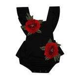 Pudcoco Newborn Baby Girl Clothes Flower Backless Romper Bodysuit Sunsuit