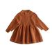 Herdignity Toddler Baby Girls Knit Dress Round Neck Long Sleeves Knee-Length Ruffle Sweater Dress