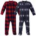 Hudson Baby Infant Boy Fleece Zipper Sleep and Play 2pk Sweater Plaid 6-9 Months
