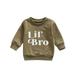 Sunisery Toddler Baby Boy Girl Sweatshirts Little Sis Big Bro Letter Long Sleeve Tops Autumn Spring Pullover Green 6-12 Months