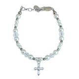 White Pearl Crystal Cross Girls Bracelet(Baby)