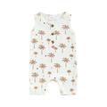 Baby Boy Girl Romper Printed Pattern Front Button Sleeveless Snap Crotch One Piece Jumpsuit