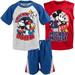 Disney Mickey Mouse Donald Duck Goofy Toddler Boys Graphic T-Shirt Tank Top and Shorts 3 Piece Outfit Set Blue /Gray /Red 2T