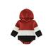 Binwwede Baby Boys Girls Spring Romper Long Sleeve Patchwork Waffle Hooded Romper Toddler Snap Crotch Triangle Jumpsuit