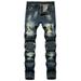 Moxiu Men s Distressed Ripped Denim Pants Casual Slim Washed Destroyed Jeans Straight Leg Stretch Skinny Denim Trouser