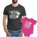 Feisty and Fabulous Father Daughter Shirts Father and Baby Matching Shirts Pink Latte & Gray Coffee