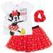 Disney Minnie Mouse Toddler Girls T-Shirt Mesh Skirt and Scrunchie 3 Piece Outfit Set Infant to Big Kid
