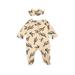 Fanvereka 2 PCS Babyâ€™s Print Jumpsuit New Born Boy Girl Long Sleeve Cactus Candy Print Long Pants Wrap Foot Romper and Bow Hairband