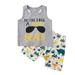 Canrulo Summer Little Boys Outfit Toddlers Letter Vest Dinosaur Shorts 2pcs Outfits Set Grey 3-4 Years