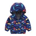 Toddler Boys Girls Cartoon Car Dinosaur Print Zip Jacket Hooded Trench Lightweight Kids Coats Windbreaker Casual Outerwear