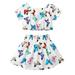 dmqupv Young Girls Outfits Toddler KIds Gilrs Butterflys Prints Short Sleeves Top 12-18 Month Girl Clothes White 5-6 Years