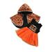 Jxzom 2Pcs Toddler Baby Girl Halloween Outfits Pumpkin Print Hoodie Cloak+Sleeveless Tutu Dress Costumes