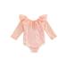 Baby Girl Romper Long Sleeve Off-shoulder Ruffled Tasseled Bodysuit for Casual Daily