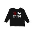 Inktastic Christmas Santa Buffalo Plaid Boys or Girls Long Sleeve Toddler T-Shirt