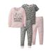 Gerber Baby Girl & Toddler Girl Snug Fit Cotton Pajamas 4-Piece Set Sizes 12 Months-5T