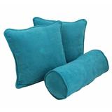 Mercer41 Ariat Indoor/Outdoor Throw & Bolster Pillow Set Polyester/Polyfill/Microsuede in Blue | 18 H x 18 W x 8 D in | Wayfair