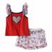 Little Lass Infant Girls Red White Blue Heart Shirt Skirt Set Outfit 18m