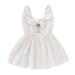 StylesILove Baby Girls Sleeveless Front Tie Bowknot Gauze Cotton Dress Toddler Girl Solid Sundress Summer Outfit (6-12 Months White)