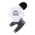 Baby Trousers Suit Full Arrow Letter Print Jumpsuit Knit Cap Stretch Pants Set