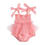 Fesfesfes Newborn Baby Girls Solid Color Strap One-Piece Swimsuit Bathing Suits Beach Swimwear Monokini Swimdress