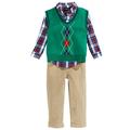 Only Kids Infant Boys 3 Piece Dress Up Outfit Pants Shirt Green Sweater Vest 18m
