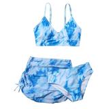 nsendm Swimming Wear Girls Crisscross Three Girls Piece To Floral Print Dyeing Swimsuit Kids Swimsuits Girls Bikini Blue 8 Years