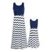 Family Matching Mother Girls Summer Dress Outfit Boho Wave Stripe Printed Sleeveless Maxi Dress