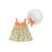 Seyurigaoka Baby Girls Suspender Dress with Summer Hat Bowknot Shoulder Straps Flower Printed One Pieces Dress and Straw Cap