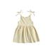 Fanvereka Summer Casual Sleeveless Solid Color Tie Up Dress with Pocket