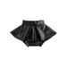 Gupgi Summer Kids Girls PU Leather Ruffles High Waist Mini Skirt Clothes