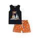 wybzd Baby Boy Summer Sailboat Print Sleeveless Vest Tank Tops and Print Drawstring Shorts 2PCS Set 0-3 Years